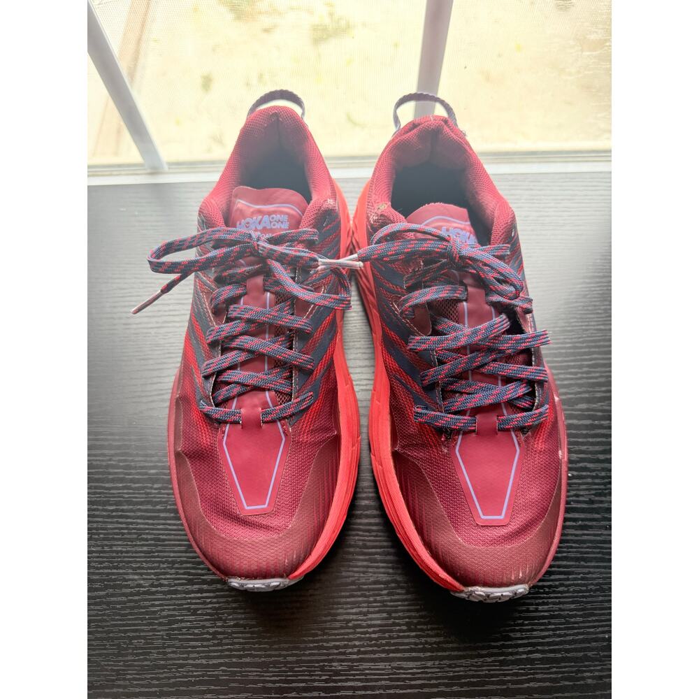HOKA One One Speedgoat Trail Running Shoes Red Black Women’s Size 8.5 Sneakers - Picture 3 of 13